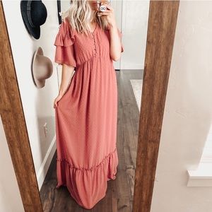 NWOT Orange Creek Blush Swiss Dot Maxi Dress